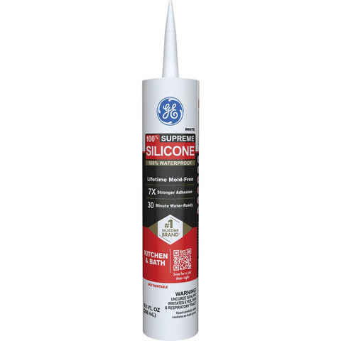 GE Supreme Silicone Kitchen & Bath 100% Silicone Sealant; Mfg #2821640