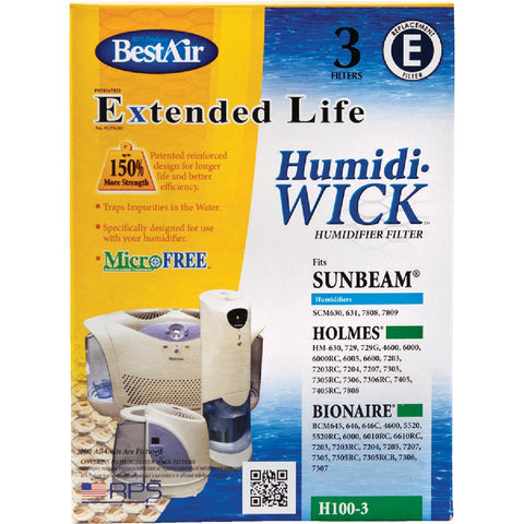BestAir Extended Life Humidi-Wick H100 Humidifier Wick Filter; Mfg #H100-PDQ-3