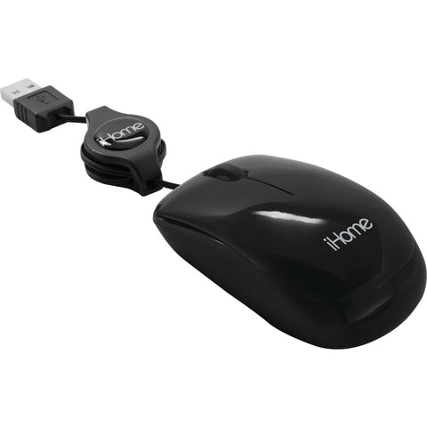 iHome Retractable Cord Travel Mouse; Mfg #IH-M1000B