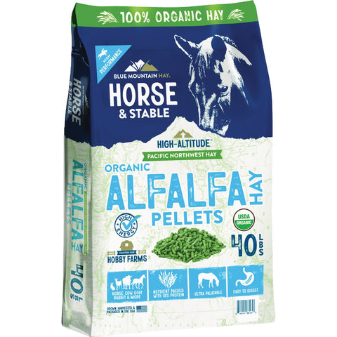 Blue Mountain Hay Organic Alfalfa Hay Pellets; Mfg #OAP-40LB