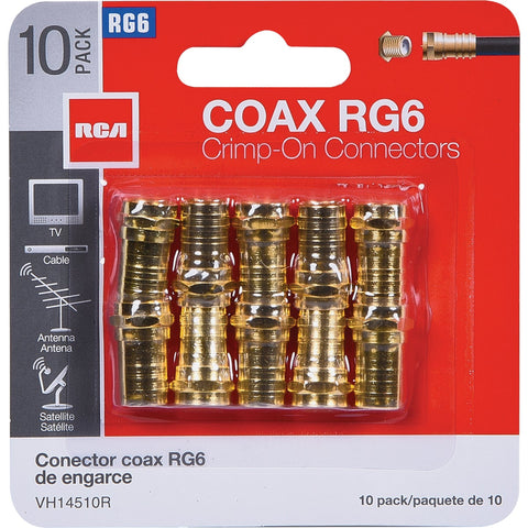 RCA RG6 Crimp-On Coaxial F-Connector; Mfg #VH14510R