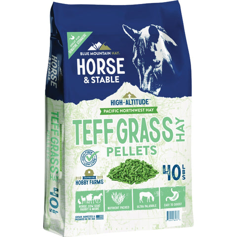 Blue Mountain Hay Teff Grass Hay Pellets; Mfg #TGHP-40LB