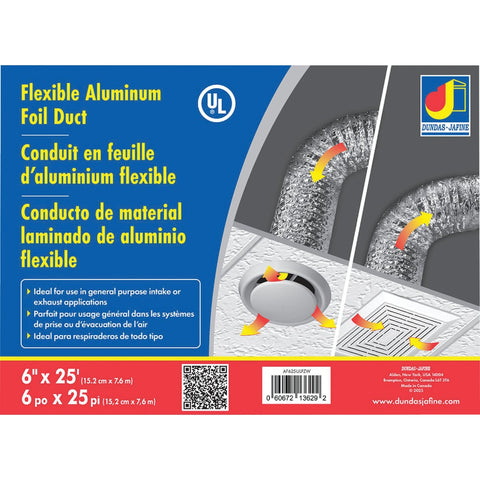 Dundas Jafine UL Aluminum Foil Flexible Ducting; Mfg #AF625ULPZW