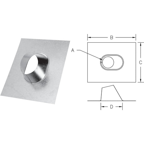 SELKIRK RV Gas Vent Adjustable Roof Flashing; Mfg #103825