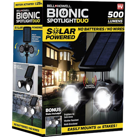 Bell+Howell Bionic Spotlight Duo Solar Security Light; Mfg #7782