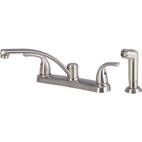 Home Impressions Double Metal Lever Handle Kitchen Faucet With Side Sprayer; Mfg #F8F11115NP-JPA9