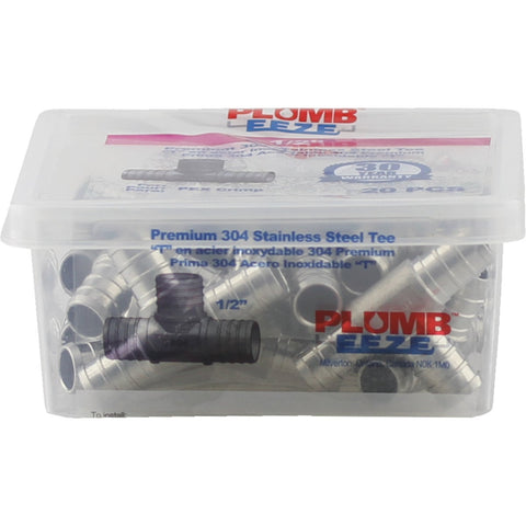 PLUMBEEZE Stainless Steel PEX Tee; Mfg #PE-PS-T05-20