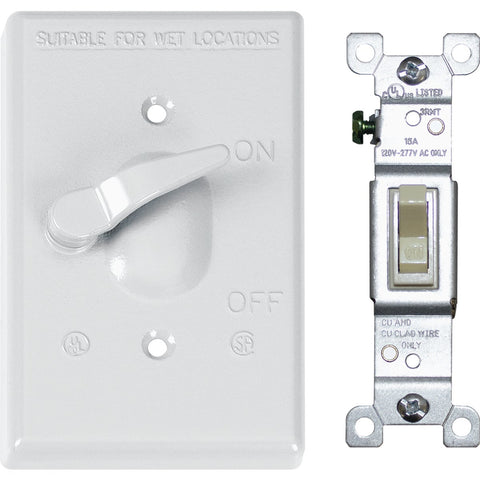 Southwire Outdoor Switch Cover with Single Pole 15A Switch; Mfg #1GTCSP-15A-W-UPC