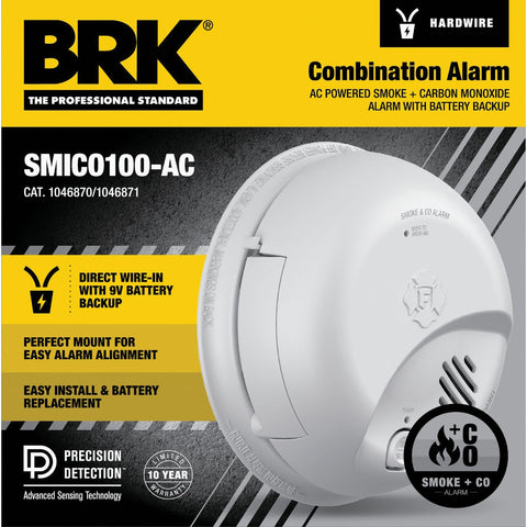 BRK Hardwired Combination Carbon Monoxide and Smoke Alarm; Mfg #1046870