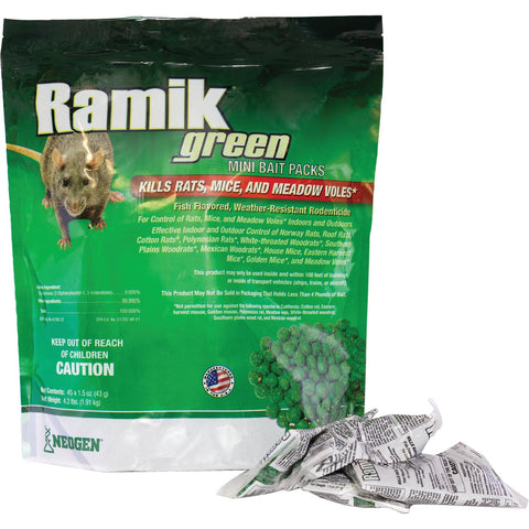 Ramik Green Rat And Mouse Poison Pellet Bait Packs; Mfg #116317