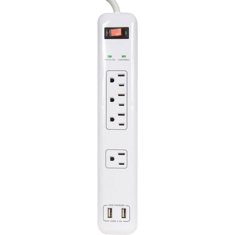 Prime Wire & Cable Surge Protector Strip With USB Charger; Mfg #PB505104
