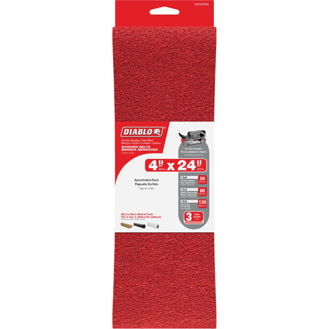Diablo Sanding Belt, Assorted Grits; Mfg #DCB424ASTS03G