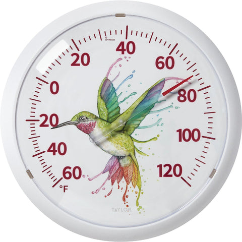 Taylor Image Gallery Hummingbird Dial Outdoor Wall Thermometer; Mfg #5307058