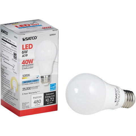 Satco A19 Medium Dimmable LED Light Bulb; Mfg #S29834