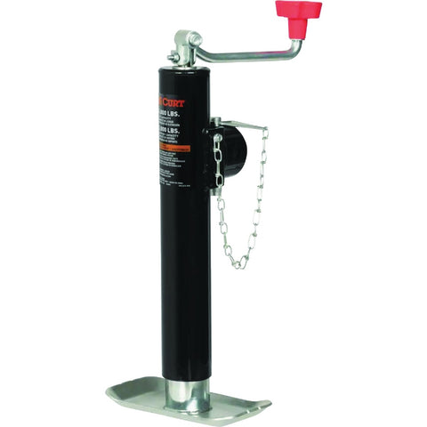 CURT 5000 Lb. Pipe-Mount Swivel Trailer Jack with Top Handle, 10 In. Travel; Mfg #25006