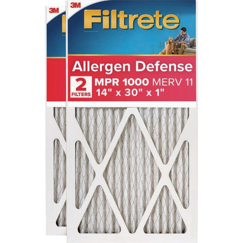 3M Filtrete Allergen Defense 14 In. x 30 In. x 1 In. Electrostatic Air Conditioner Filter; Mfg #9824-2PK-3