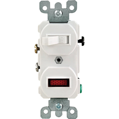 Leviton Heavy-Duty Switch & Pilot Light; Mfg #S04-05226-0WS