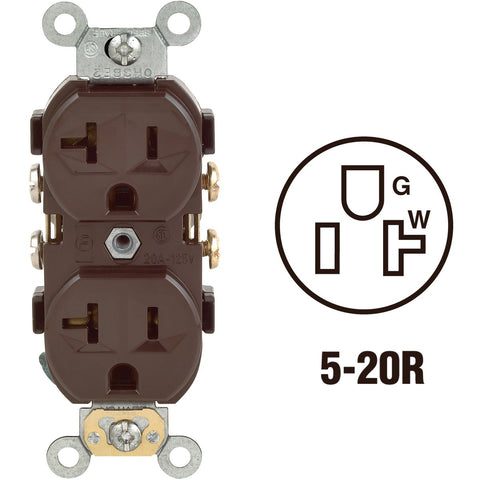 Leviton Heavy-Duty Duplex Outlet; Mfg #S00-CR20-00S