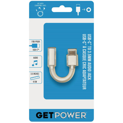 GetPower White Earbuds1; Mfg #GP-ADPT-UCAUX