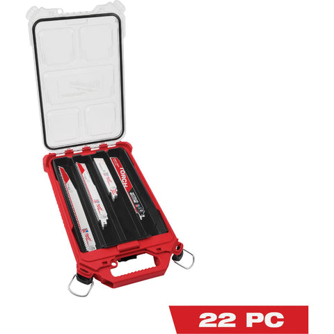 Milwaukee SAWZALL 22-Piece Reciprocating Saw Blade Set in PACKOUT Organizer; Mfg #49-22-5640