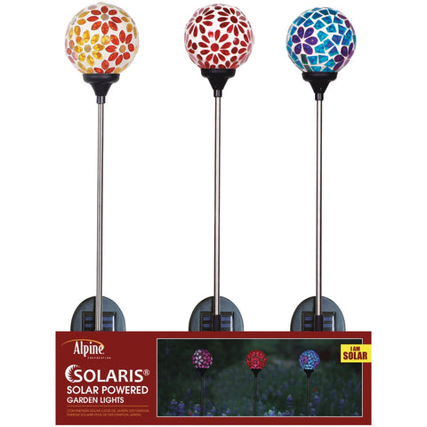 Alpine Mosaic Glass Daisy Solar Stake Light; Mfg #QLP1396ABB