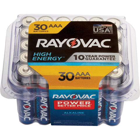 Rayovac High Energy AAA Alkaline Battery; Mfg #824-30PPTK