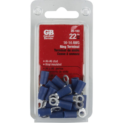 Gardner Bender Vinyl-Insulated Barrel Ring Terminal; Mfg #20-103