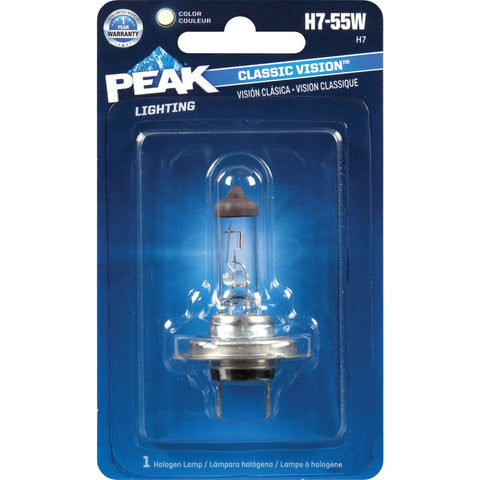 PEAK Classic Vision Halogen Automotive Bulb; Mfg #H7-55W-BPP