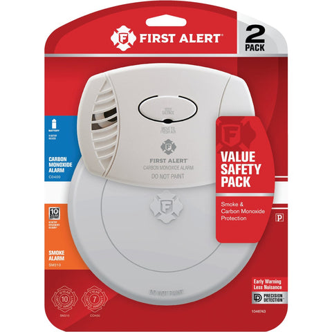 First Alert Battery Operated Carbon Monoxide and Smoke Alarm Value Pack; Mfg #1046743