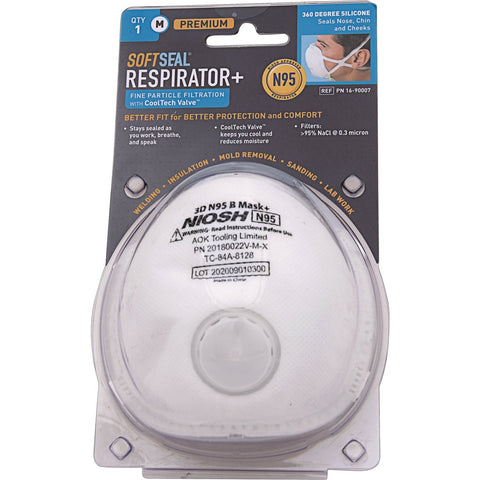Soft Seal 3D Silicone Seal Mask Respirator with Valve; Mfg #16-90007