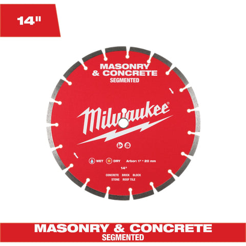 Milwaukee Segmented Rim Masonry & Concrete Diamond Blade; Mfg #49-93-9314