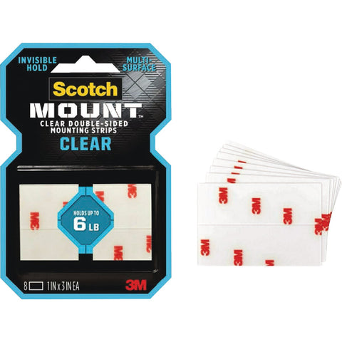 Scotch Mount Clear Double-Sided Mounting Strips; Mfg #410H-ST