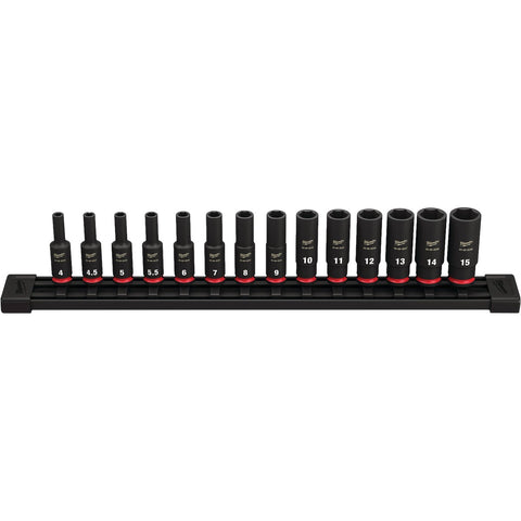Milwaukee SHOCKWAVE 14-Piece 1/4 In. Drive Deep Metric Impact Driver Set; Mfg #49-66-7003