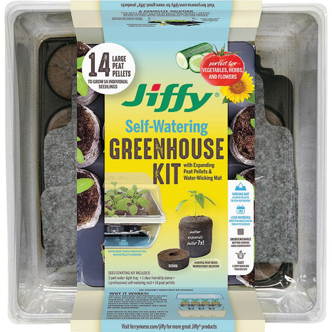 Jiffy 14-Cell Self Watering Greenhouse Seed Starter Kit; Mfg #T14HG