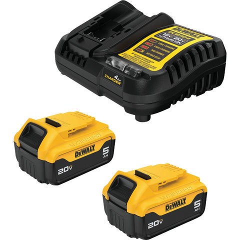 DEWALT 20V (2) 5.0 Ah Battery Pack & Charger Kit; Mfg #DCB205-2C