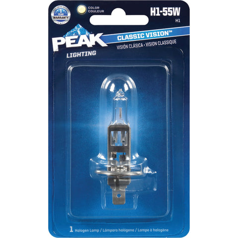 PEAK Classic Vision Halogen Automotive Bulb; Mfg #H1-55W-BPP