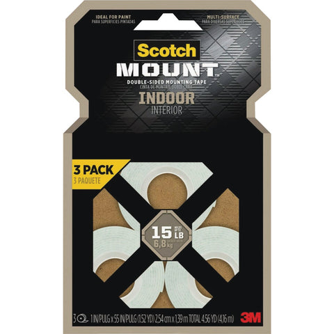 Scotch Mount Indoor Double-Sided Mounting Tape; Mfg #214H-3PK-DC