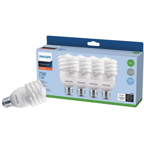 Philips Energy Saver T2 Medium CFL Light Bulb; Mfg #570283