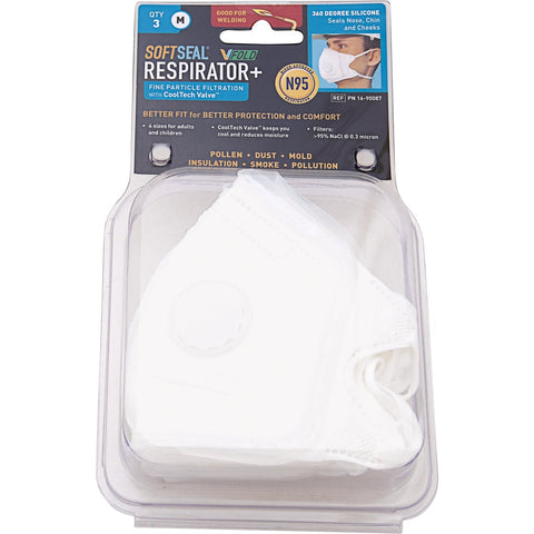 Soft Seal 3D V-Fold Silicone Seal Comfort Mask Respirator with Valve; Mfg #16-90087