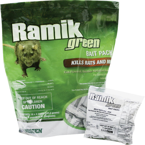 Ramik Green Rat And Mouse Poison Pellet Bait Packs; Mfg #116341