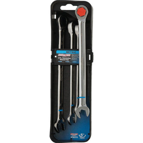 Channellock 4-Piece Metric Ratcheting Combination Wrench Set; Mfg #378372