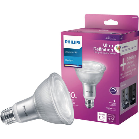 Philips Ultra Definition PAR30L Medium Dimmable LED Floodlight Light Bulb; Mfg #576009