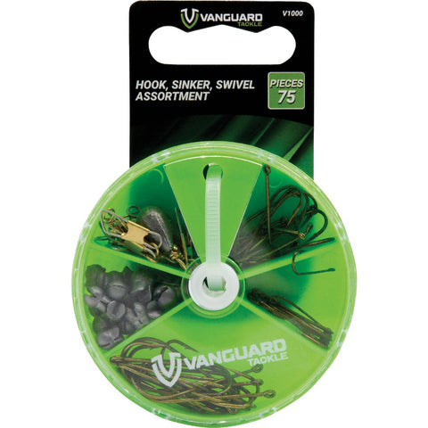 Vanguard 75-Piece Assorted Hook, Swivel & Sinker Kit; Mfg #V1000