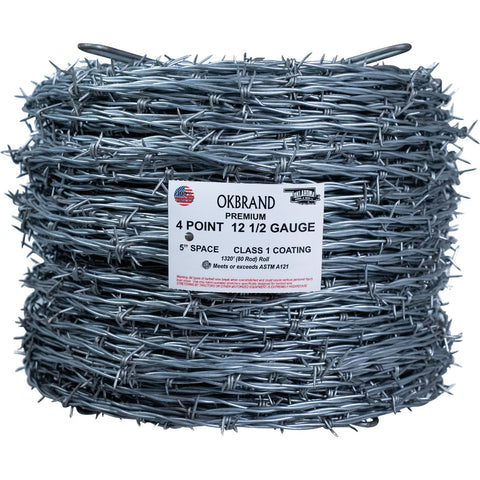 Oklahoma Steel 4 Pt. 5 In. Barbed Wire; Mfg #CM260-001-1103