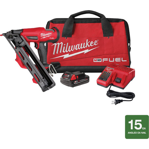Milwaukee M18 FUEL Brushless Angled Cordless Finish Nailer Kit; Mfg #2839-21CT