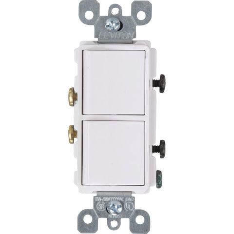 Leviton Single Pole Duplex Switch; Mfg #R62-5634-WS