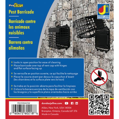 Dundas Jafine ProClean Plastic Pest Barricade Vent Guard; Mfg #PBH50BLKZW