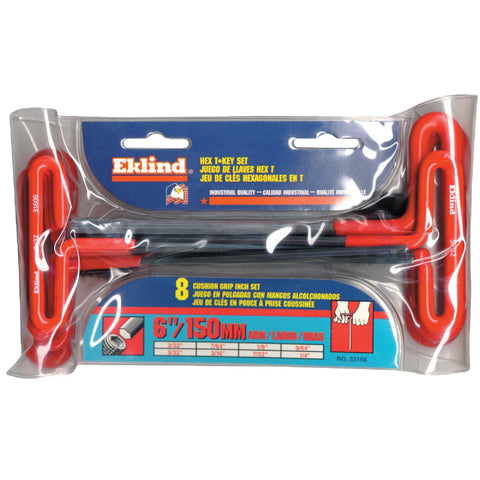 Eklind 8-Piece 6 In. Standard T-Handle Hex Key Set; Mfg #53168