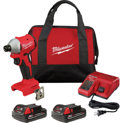 Milwaukee M18 Brushless Compact Cordless Impact Driver Kit; Mfg #3650-22CT