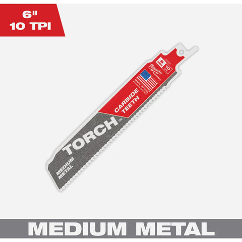 Milwaukee SAWZALL TORCH Carbide Medium Metal Reciprocating Saw Blade; Mfg #48-00-5251